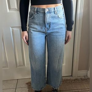 Topshop Crop Flare Blue Jeans